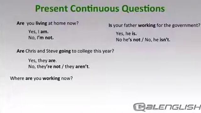 Present Continuous Questions смотреть онлайн
