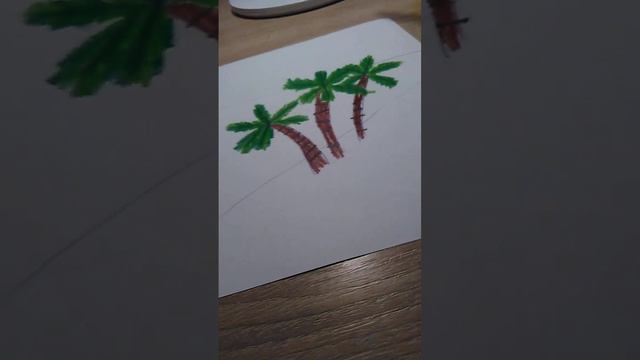 Малюем закат для пальмы у моря. смотреть онлайн