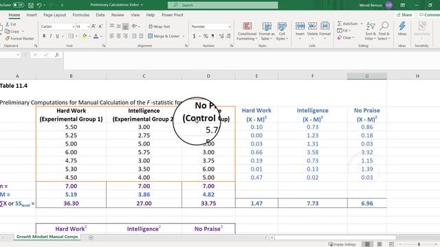 Preliminary Calculations for ANOVA and F Statistic in Excel смотреть онлайн