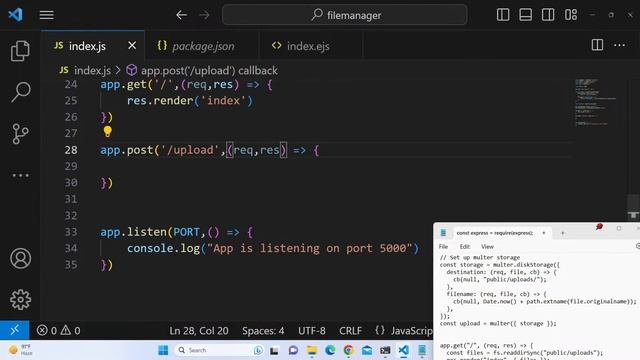 Node.js Express Project to Build File Manager Using Multer & EJS Template in Browser смотреть онлайн