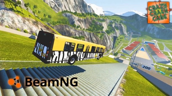 Машина против Длинных ступенек - BeamNG.Drive - Crazy Crash Car
