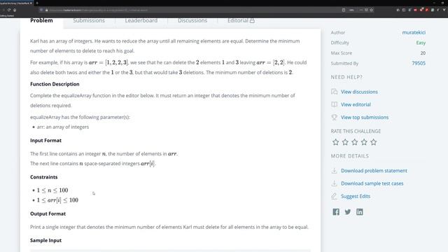 Hackerrank: Equalize the Array Problem смотреть онлайн
