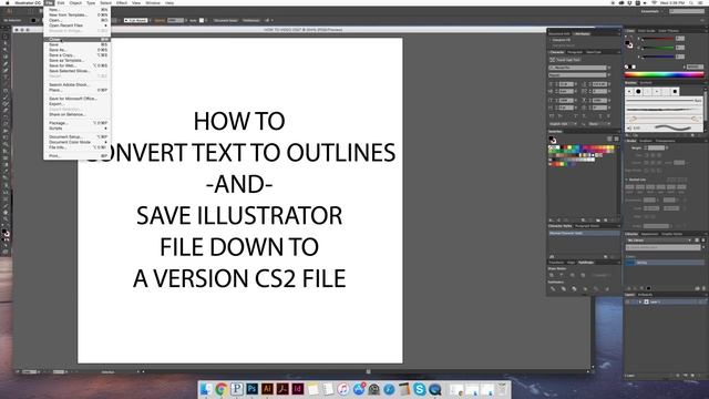*QUICK* ILLUSTRATOR CC TUTORIAL - How To Convert Text and Save To CS2 смотреть онлайн