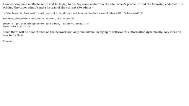 Wordpress: Display site admin profile fields in header.php смотреть онлайн