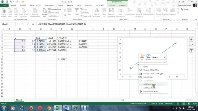 Data Fitting by Microsoft Excel Solver using Least square method смотреть онлайн