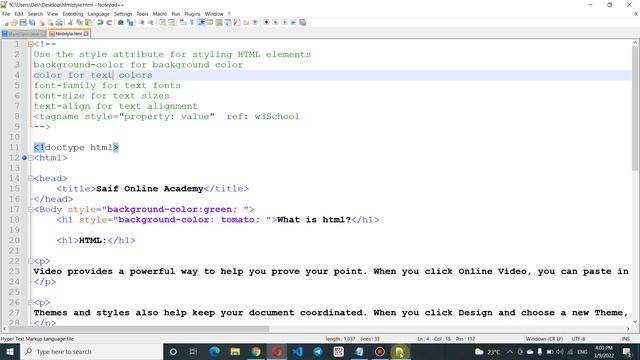 html styles | Background and text color font alignment , size and font-family || Lecture#09 смотреть онлайн