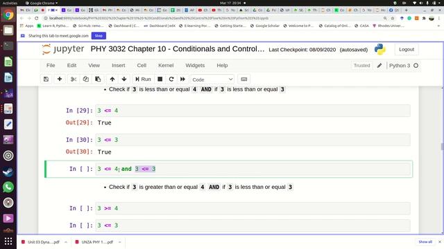 UNZA PHY 3032 Chapter 10A Conditional Tests and Control Flow in Python 3 смотреть онлайн
