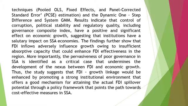 Foreign Direct Investment Growth Linkage in Sub Saharan Africa Is Governance a Mediating Factor I смотреть онлайн