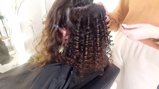 Curly, афрокудри, кудри, накрутка на плойку curling iron ASMR смотреть онлайн