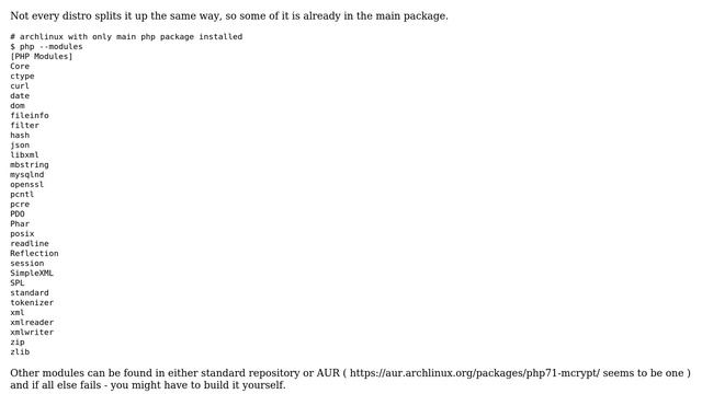 Unix & Linux: Arch: Some very-common PHP packages missing in repo смотреть онлайн