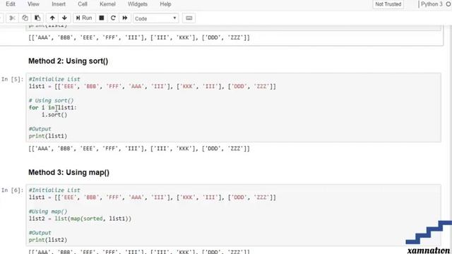 Sort all sublists in given list of strings-using sort () смотреть онлайн