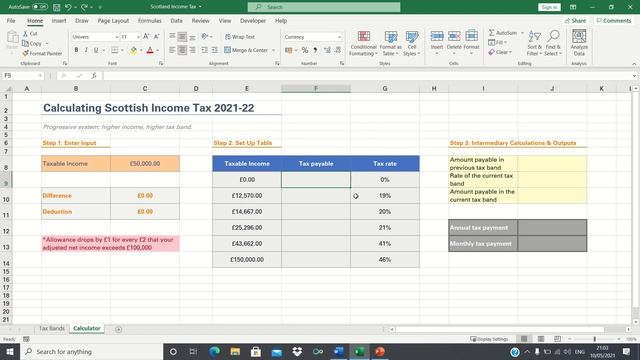 Calculate Scottish Income Tax 2021-22 Using VLOOKUP In Excel - Progressive Tax System смотреть онлайн