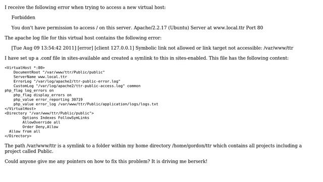 Apache2 on Ubuntu 11.04 - New Virtual Host 403 Forbidden Error смотреть онлайн