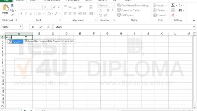 Use the TODAY function to display the current date (Excel 2013) смотреть онлайн