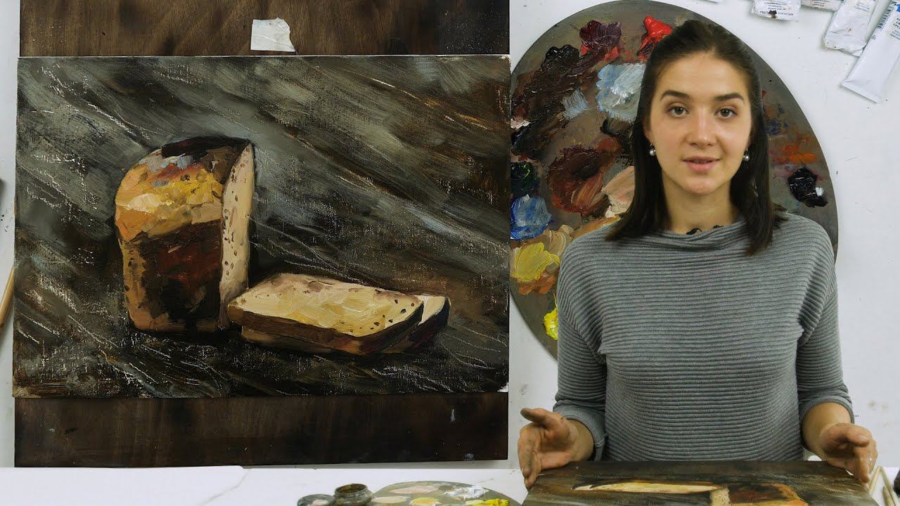 Экспресс-урок по масляной живописи «Чёрный хлеб» | Как нарисовать буханку хлеба поэтапно смотреть онлайн
