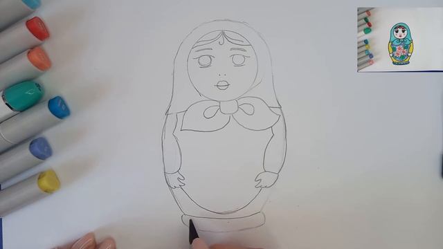 Как нарисовать матрешку поэтапно карандашом для детей и начинающих смотреть онлайн