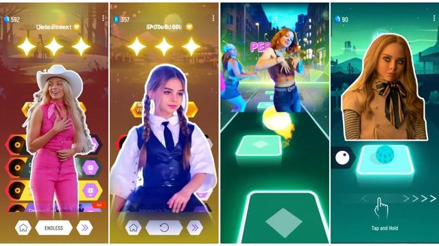 Aqua Barbie Girl VS Kamelia Melnic Wednesday VS Queencard VS M3gan Dance Tiles Hop смотреть онлайн