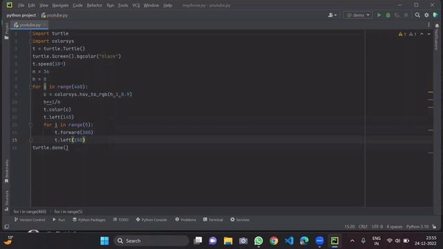 Using different color to create an animated shape's help of PYTHON TURTLE смотреть онлайн