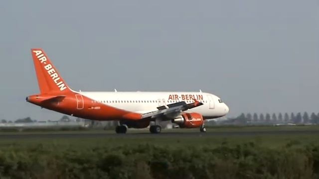 Landing Air Berlin Airbus A320-214 schiphol polderbaan смотреть онлайн