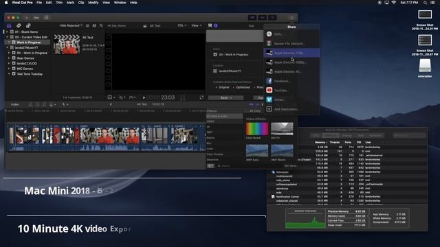 Mac Mini 2014 vs 2018 - Final Cut Pro X Performance Demo смотреть онлайн