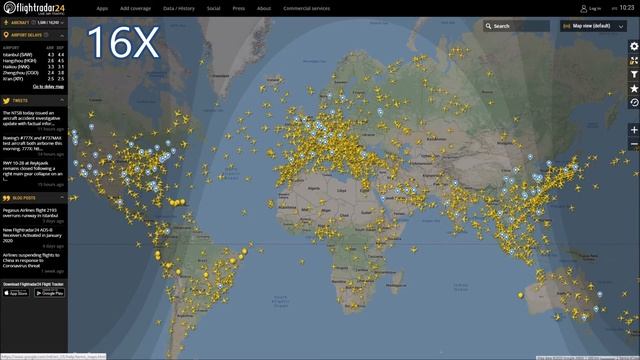 FlightRadar24 : Все самолёты в реальном времени на карте всего мира