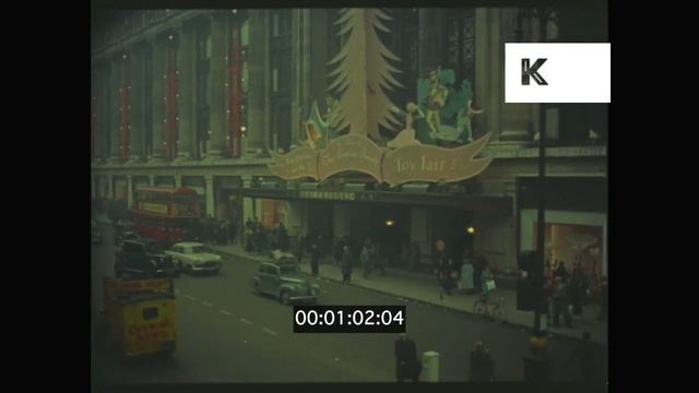 1960s Selfridges at Christmas, Oxford Street, London, HD смотреть онлайн
