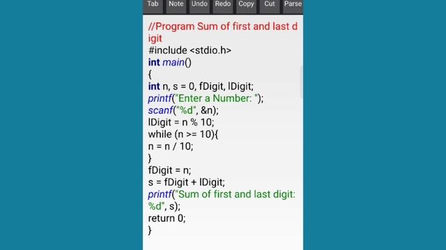 PROGRAM SUM OF FIRST AND LAST DIGIT USING WHILE LOOP || C смотреть онлайн