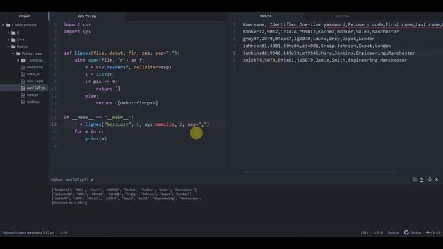 Exercice Python : Comment récupérer un intervalle de lignes/colonnes d'un fichier CSV смотреть онлайн
