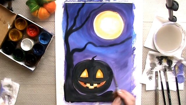 Страшная тыква на Хеллоуин. Рисунок на HALLOWEEN.//Halloween drawing. смотреть онлайн