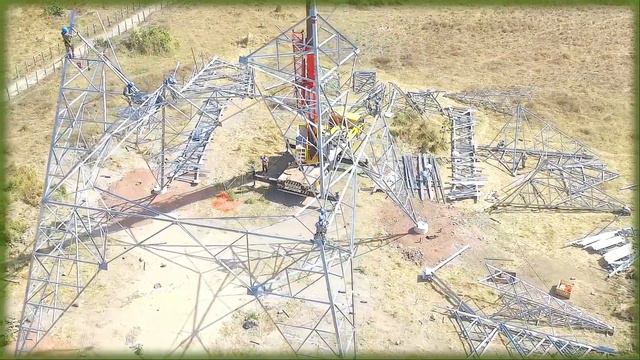 Монтаж опоры ЛЭП с коптера✊⚡️ смотреть онлайн