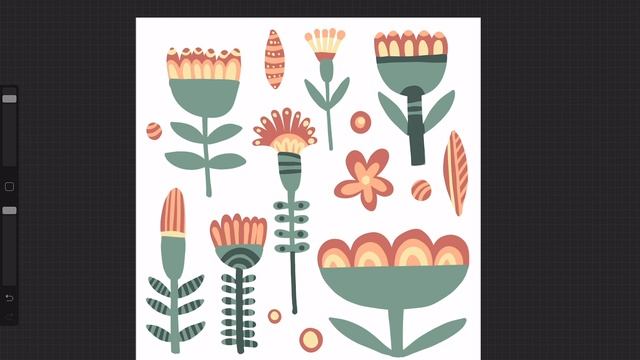 Рисую сет с декоративными цветами на iPad Pro в приложении Procreate, процесс рисования смотреть онлайн