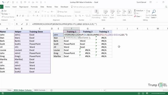 Lookup and Find the 2nd, 3rd, or the Nth Matching Value in Excel смотреть онлайн