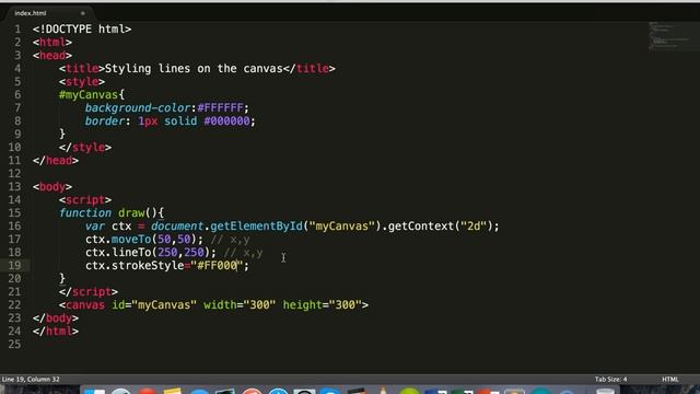 HTML5 Canvas tutorial 3 - Styling lines on the canvas смотреть онлайн