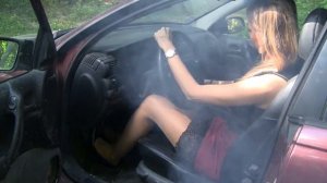 Lady is stuck with Burnout tires - Car Stuck Girl