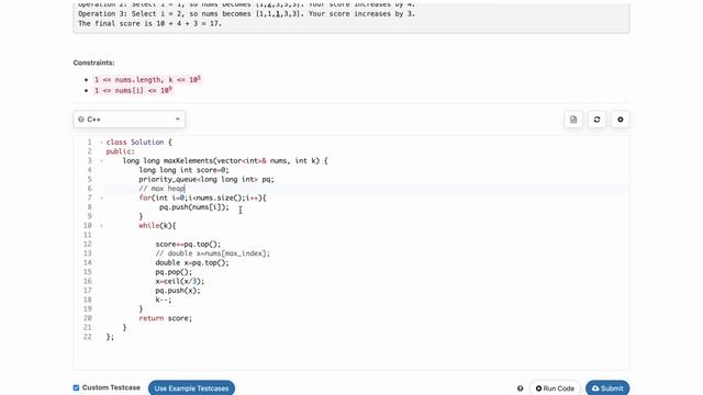 Maximal Score After Applying K Operations(Max Heap) LeetCode Weekly Contest 327 смотреть онлайн