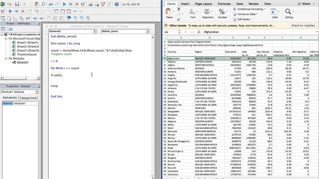 Excel VBA Macro: Delete Rows Based on Cell Value (Zeros and Blanks) смотреть онлайн