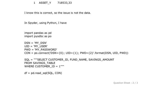 Pandas : pandas read sql db2 corrupts decimal смотреть онлайн