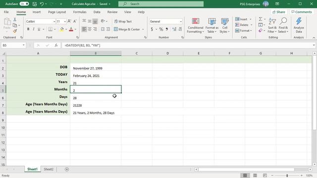 How to Calculate Age in years, months and days from date of birth in Excel - Office 365 смотреть онлайн