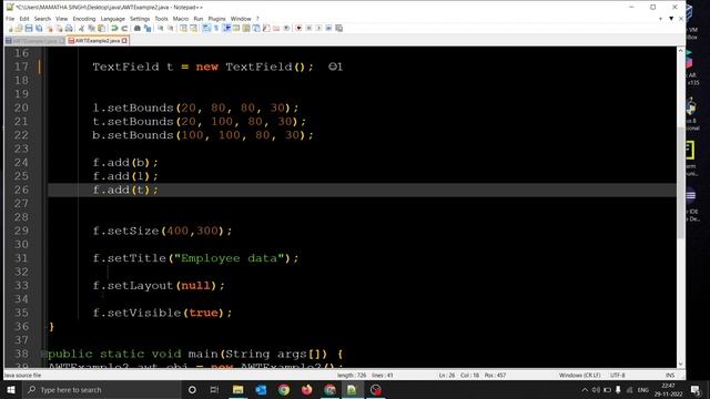 JAVA AWT program execution . association method . awt program execution. смотреть онлайн