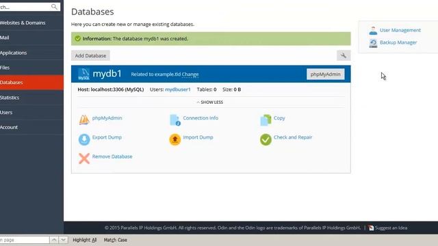 Plesk 12 5 Tutorials How To Create Mysql Database And User By webanchor.net смотреть онлайн