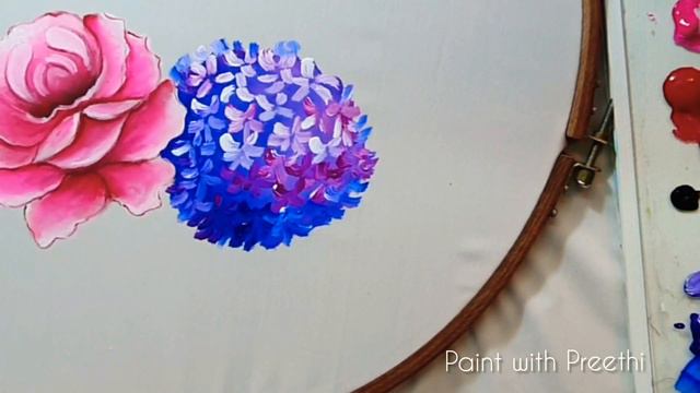 Fabric painting tutorial /Rose / Hydrangea @paintwithpreethi смотреть онлайн