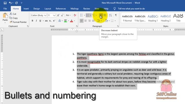 MS #Word - #Paragraphs, Bullets and numbering, Alignment, Line Spacing, Border, Shading, Indent смотреть онлайн