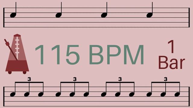 Metronome Click Track - 1 Bar Quarter to Triplet Notes 115 bpm - Smartronome смотреть онлайн