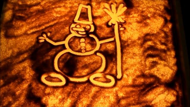 рисование песком "Снеговик (1)" смотреть онлайн