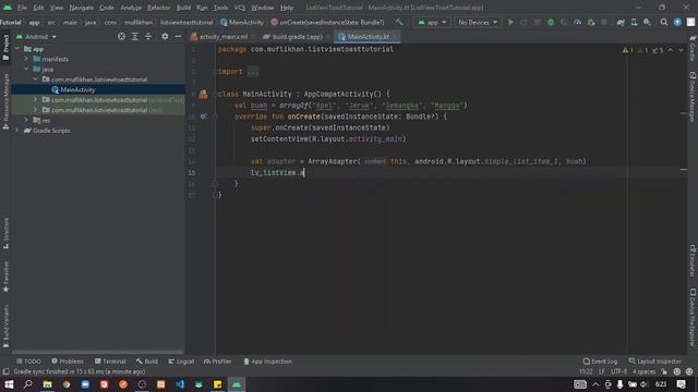 ListView and Toast Kotlin Android смотреть онлайн
