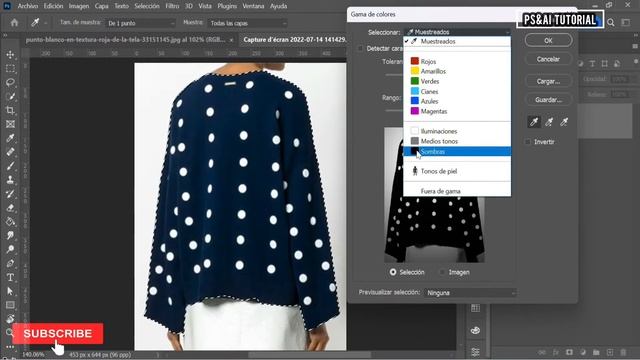 BOrrar una gama de colores en Photoshop 2022 | Borrar circulos blancos de un vestido Photoshop смотреть онлайн