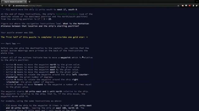 Advent of Code 2020 - Day 12 - Python (173/ 3774) смотреть онлайн