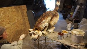 как  расписать   скульптуру  кота  из  арт бетона..  мастер  класс