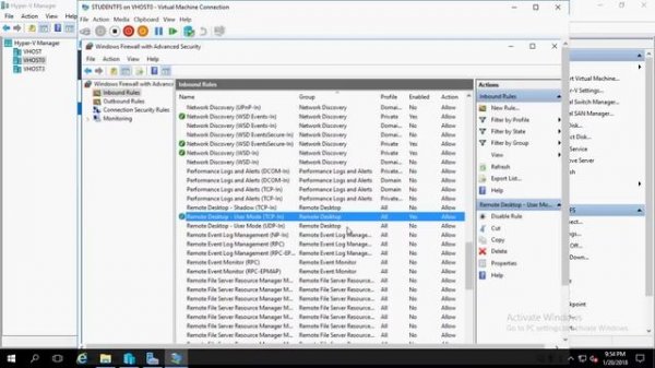 enable RDP in windows firewall