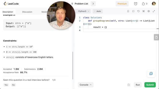 Group Anagrams | Решение на Python | LeetCode 49 смотреть онлайн